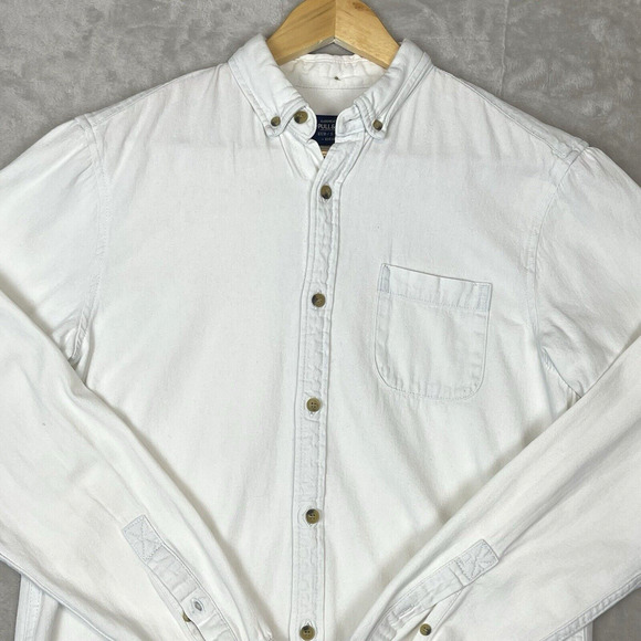 Pull & Bear Mens Small Slim Fit Icy White Cotton Denim Shirt Preppy Geek - Picture 3 of 12